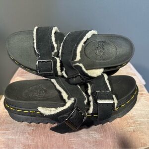 Dr Martens Myles Suede Fur sandals